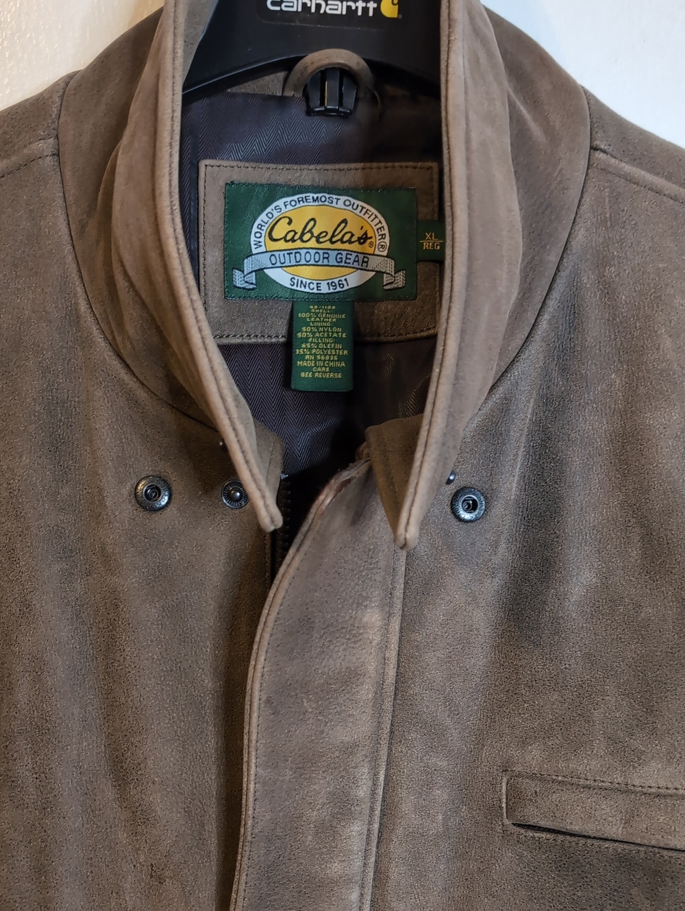 Cabela's Leather Bomber Jacket mens XL - Picture 4 of 8